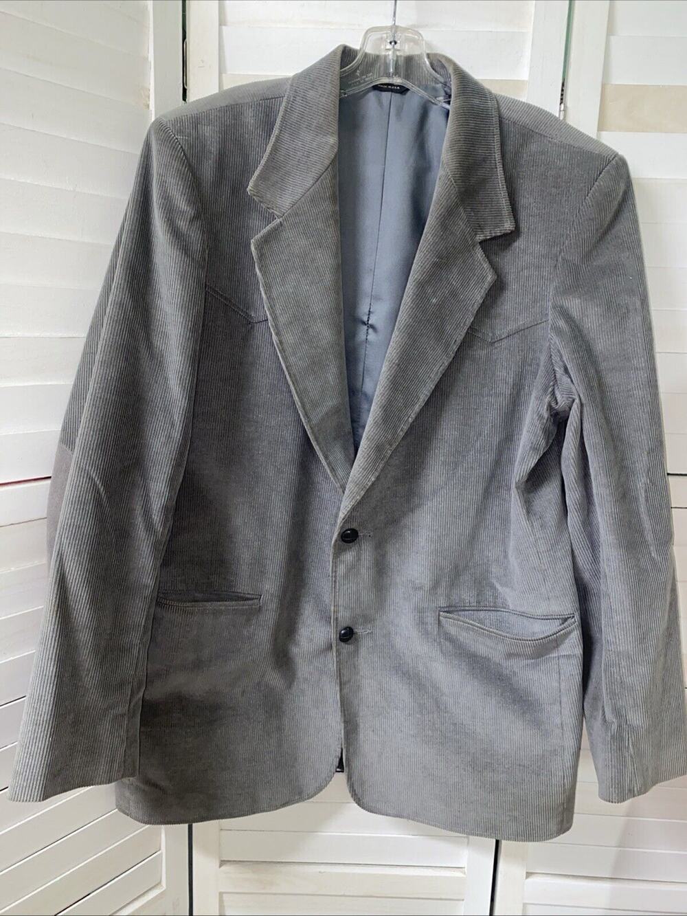 VTG Pioneer Wear 44L Gray Corduroy Western Men’s Blazer Suit Jacket Sport Coat